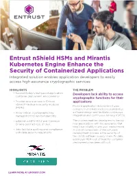 Entrust Nshield Hsms and Mirantis Kubernetes Engine Enhance The