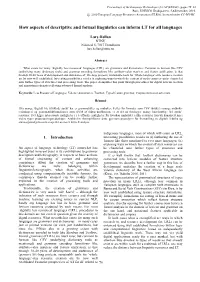 How Aspects of Descriptive and Formal Linguistics Can Inform LT for All Languages