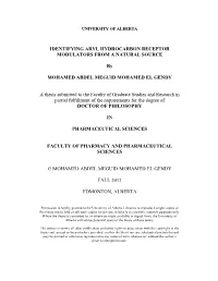 Identifying Aryl Hydrocarbon Receptor Modulators from a Natural Source