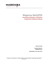 Magensa Qwickpin, Generation/Verification of PIN Offset