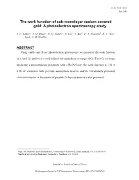 The Work Function of Sub-Monolayer Cesium-Covered Gold: a Photoelectron Spectroscopy Study