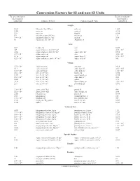 Conversion Factors for SI and Non-SI Units