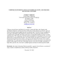 Corporate Diversification, Resource Redeployment and the Risk-Return