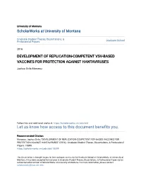 Development of Replication-Competent Vsv-Based Vaccines for Protection Against Hantaviruses