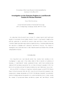 Investigation on the Polonium Problem in Lead-Bismuth Coolant for Nuclear Reactors