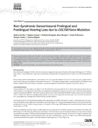 Non-Syndromic Sensorineural Prelingual and Postlingual Hearing Loss Due to COL11A1 Gene Mutation