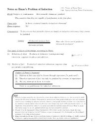 Notes on Hume's Problem of Induction 1748 - Inquiry Concerning Human Understanding