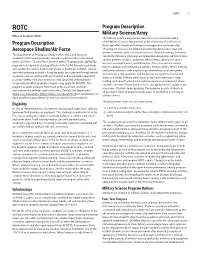 Program Description Aerospace Studies/Air Force Program