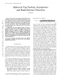 Spherical Cap Packing Asymptotics and Rank-Extreme Detection Kai Zhang