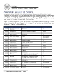 Appendix D. Category III Petitions | August 10, 2020 Appendix D