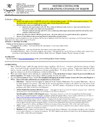 Declaration of Major Forms