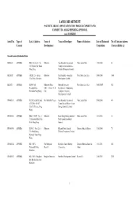 LANDS DEPARTMENT PARTICULARS of APPLICATION for PRESALE CONSENT and CONSENT to ASSIGN PENDING APPROVAL As at 31/10/2002
