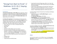 Matthew 14 22-33, Staying Strong from Start To