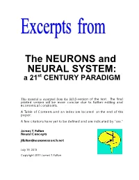 The NEURONS and NEURAL SYSTEM: a 21St CENTURY PARADIGM