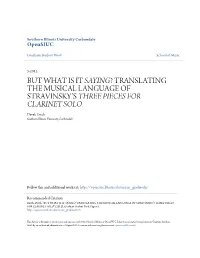 Translating the Musical Language of Stravinsky's Three