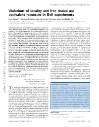 Violations of Locality and Free Choice Are Equivalent Resources in Bell Experiments