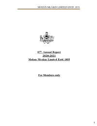 87Th Annual Report Mohan Meakin Limited Estd. 1855 for Members Only