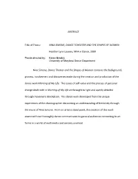 ABSTRACT Title of Thesis: NINA SIMONE, DANCE TGHEATER AND