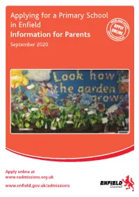 Applying for a Primary School in Enfield Information for Parents