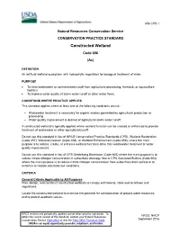Constructed Wetland Code 656 (Ac)