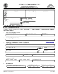 Form I-129, Petition for Nonimmigrant Worker