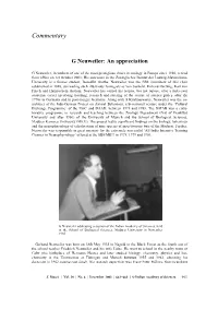 G Neuweiler: an Appreciation