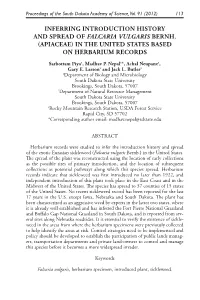 Inferring Introduction History and Spread of Falcaria Vulgaris Bernh. (Apiaceae) in the United States Based on Herbarium Records
