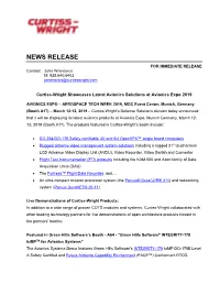 NEWS RELEASE for IMMEDIATE RELEASE Contact: John Wranovics M: 925.640.6402 Jwranovics@Curtisswright.Com