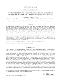 Point Source Effects on Density, Biomass and Diversity of Benthic Macroinvertebrates in a Mediterranean Stream