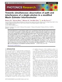 Towards Simultaneous Observation of Path and Interference of a Single Photon in a Modified Mach–Zehnder Interferometer