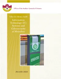 Information Technology (IT) Systems and Cybersecurity at Metrolinx