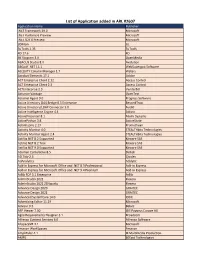 List of Application Added in ARL #2607