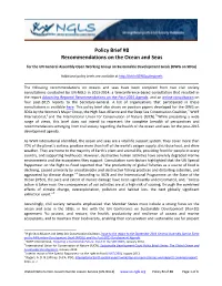 Policy Brief #8 Recommendations on the Ocean and Seas
