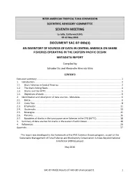 SAC-07-06B(Ii) an INVENTORY of SOURCES of DATA in CENTRAL AMERICA on SHARK FISHERIES OPERATING in the EASTERN PACIFIC OCEAN METADATA REPORT