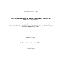 University of Nevada, Reno Mesoscale Adjustments Within The