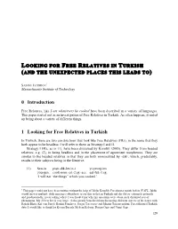 0Xxintroduction 1Xxlooking for Free Relatives in Turkish