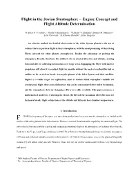Flight in the Jovian Stratosphere. Engine Concept and Flight Altitude