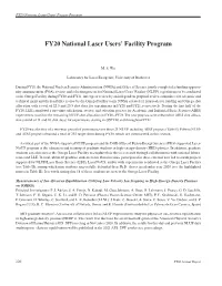 FY20 National Laser Users' Facility Program
