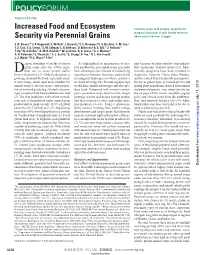 Increased Food and Ecosystem Security Via Perennial Grains