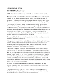 NEWCASTLE LIGHT RAIL SUBMISSION ​By Peter Newey