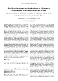 Profiling of Serum Metabolites in Advanced Colon Cancer Using Liquid Chromatography‑Mass Spectrometry