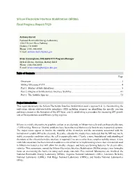 Silicon Electrolyte Interface Stabilization (Seista) Final Progress Report FY19