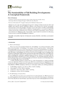 The Sustainability of Tall Building Developments: a Conceptual Framework