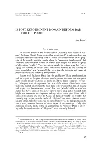 Is Post-Kelo Reform Bad for the Poor?