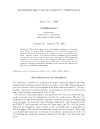 Mathematisches Forschungsinstitut Oberwolfach Combinatorics