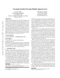 Security Smells Pervade Mobile App Servers