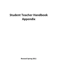 Student Teacher Handbook Appendix