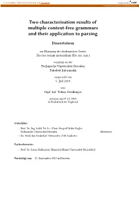 Two Characterisation Results of Multiple Context-Free Grammars and Their Application to Parsing