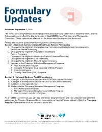 Changes to the Drug Formularies