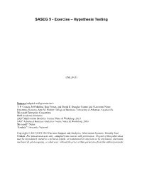 SASEG 5 - Exercise – Hypothesis Testing
